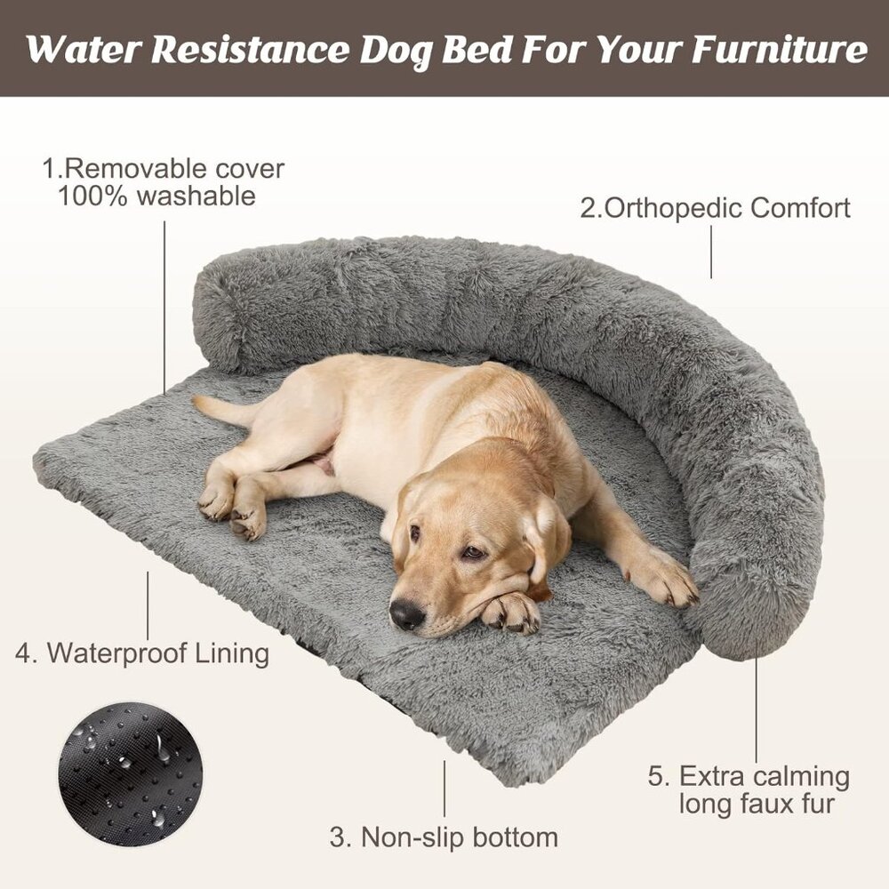 Large Calming Dog Bed Fluffy Plush Pet Mat for Dog Cat Couch Furniture Protector